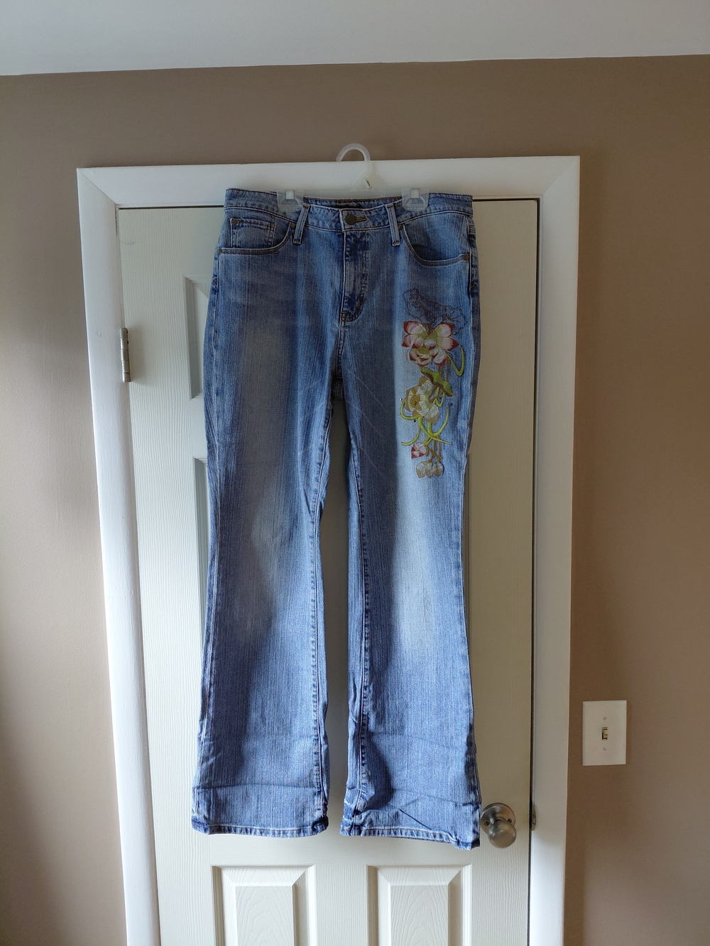 a.n.a Light Blue Boot Cut Jeans with Floral Embroidery